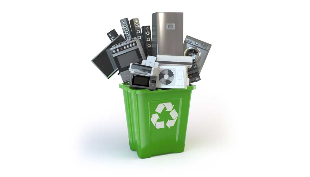 Appliances in a recycling bin