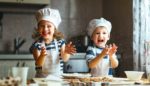 kids in chef hats baking