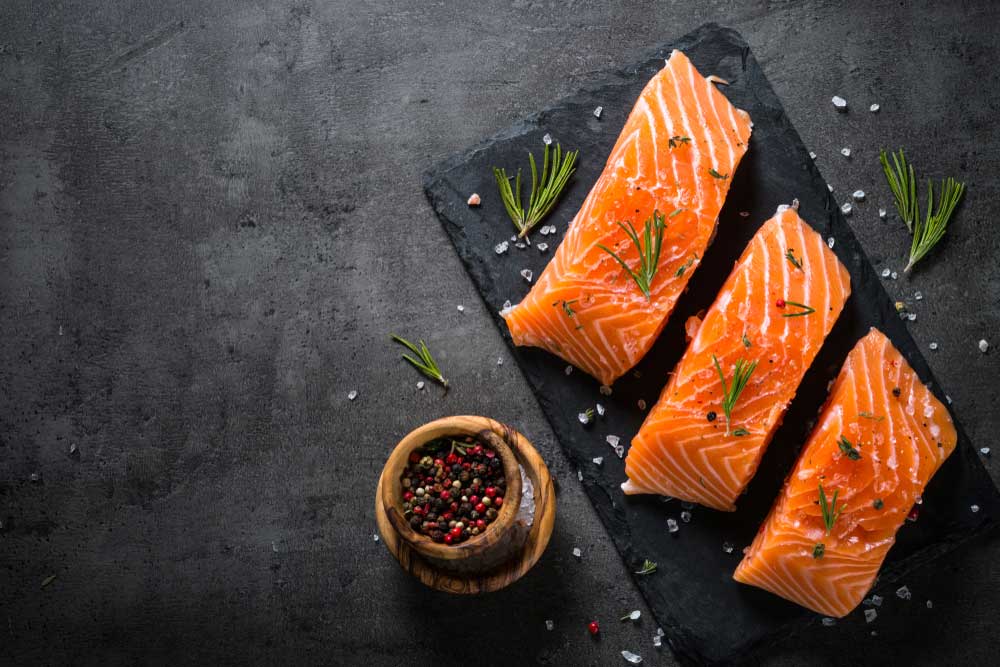 Salmon filets served on a piece of slate