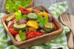 Assorted roasted vegetables in a baking dish