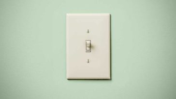 Light switch on green wall