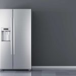New fridge against a grey wall