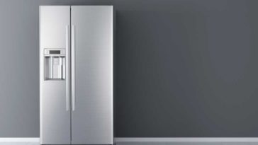 New fridge against a grey wall