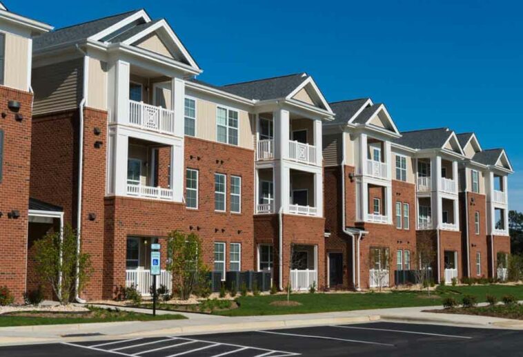 View of a set of apartment fronts