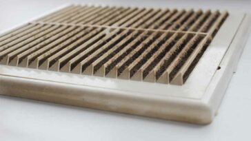 Square, white, dirty air conditioning vent - register