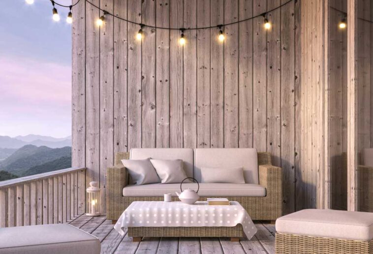 How to Hang String Lights on a Balcony Railing - Shiny Modern