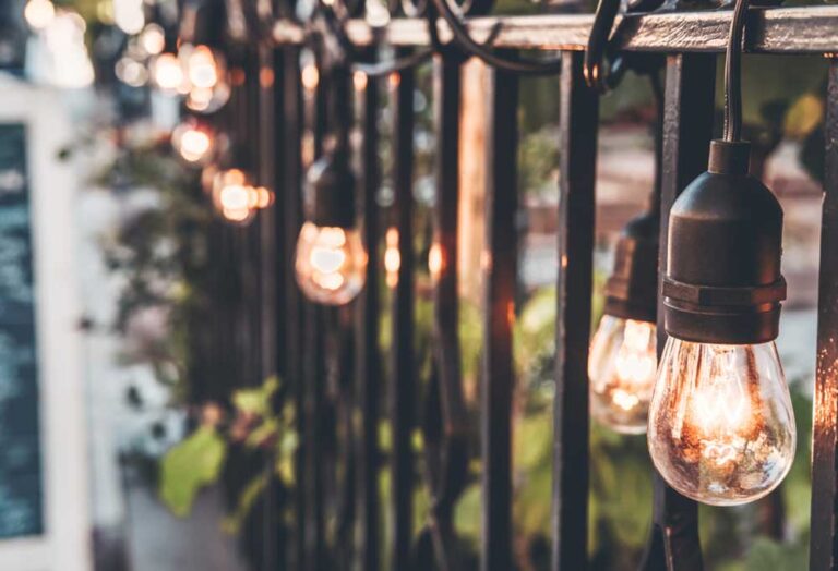string light balcony