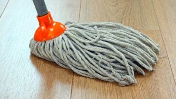 String mop on hardwood floors