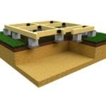 Digitally created example of a pier and beam foundation isolated on a white background