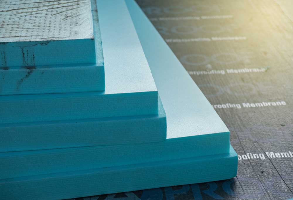 Blue foam boards stack like stairs