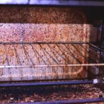 Close up of a greasy oven