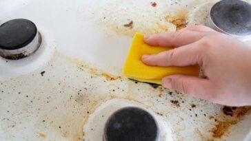 Greasy, dirty gas stove top