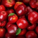 overhead view of a pile of red apples