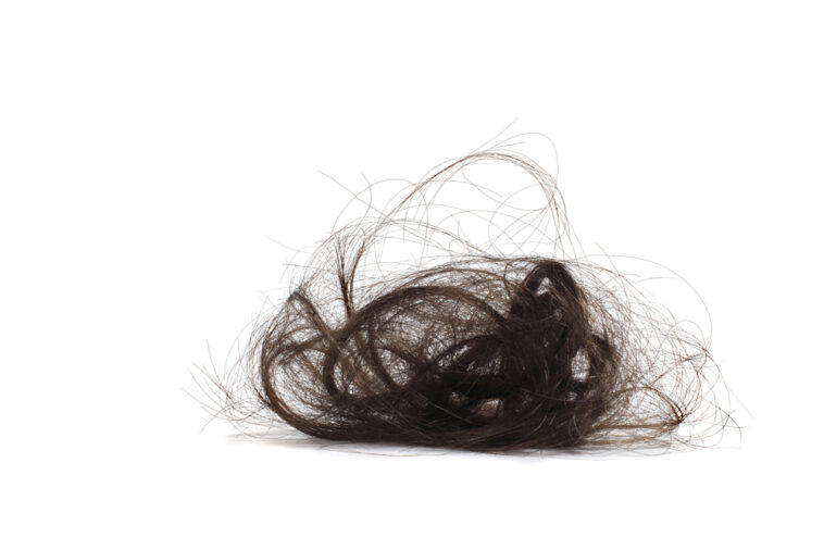 ball of hair isolated on a white background