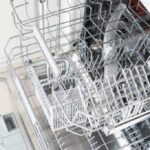 Close up of a dishwasher rack