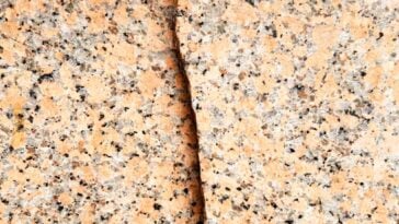 Peach and grey marble with a crack down the center